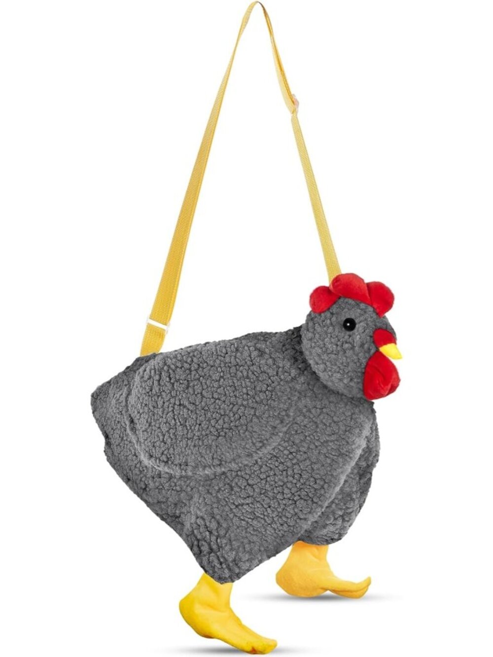 Girls Grey Fluffy 3D Animal Design Novelty Chicken Fabric Crossbody Funny Bags